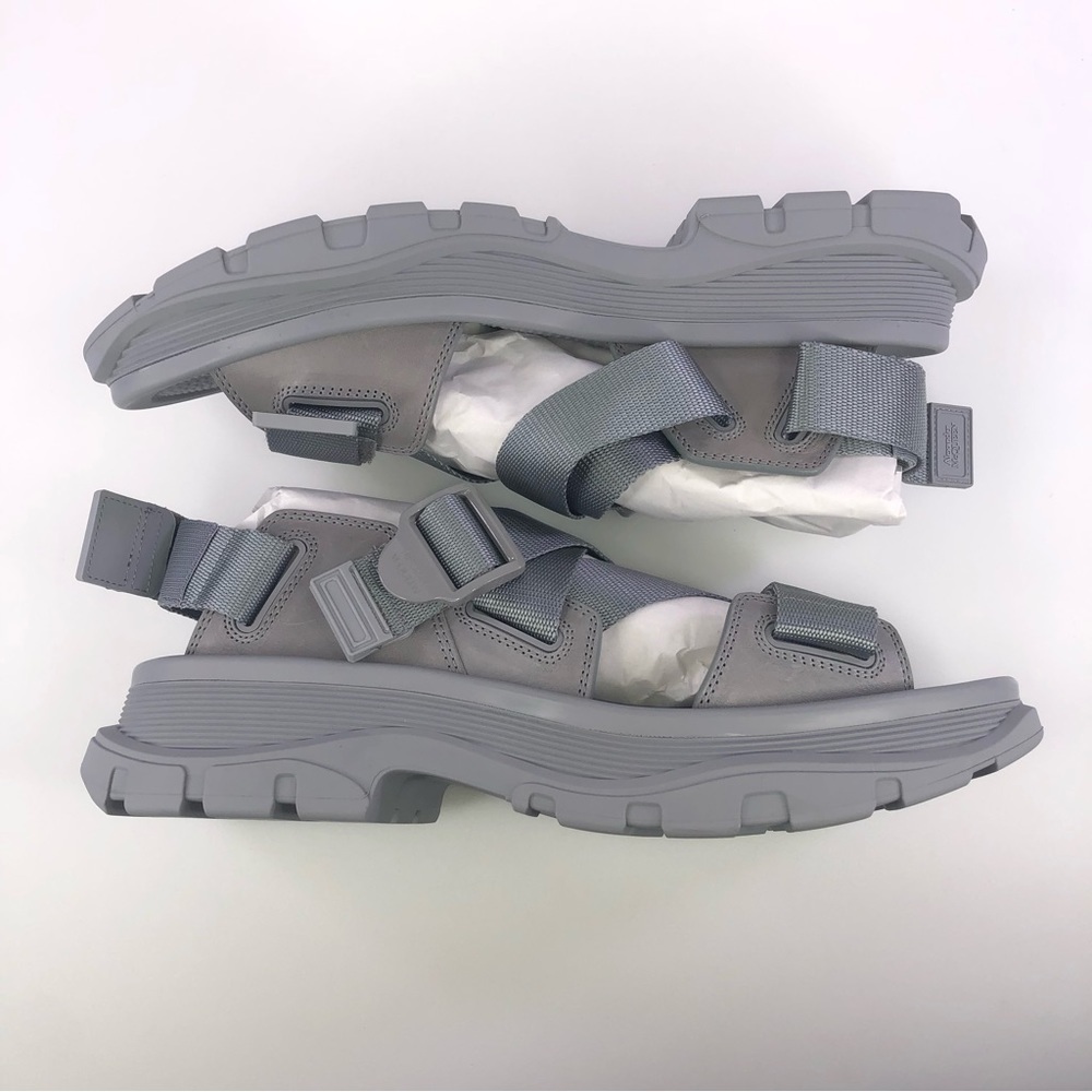 NEW Alexander McQueen Hybrid Tech Leather Rubber Sandals Gray Size 43 US 10 $690 - Picture 5 of 9